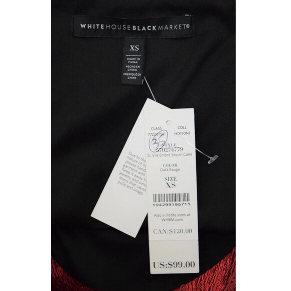 WHITE HOUSE BLACK MARKET RED SEQUIN EMBROIDERED CAMISOLE - Picture 8 of 10